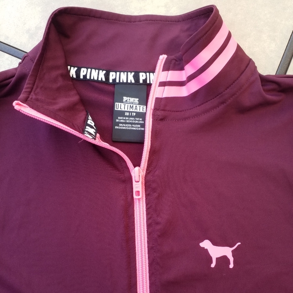 PINK Victoria's Secret Jackets & Blazers - Victoria's Secret PINK XS Burgundy Half-zip Jacket/Top Athletic stretch